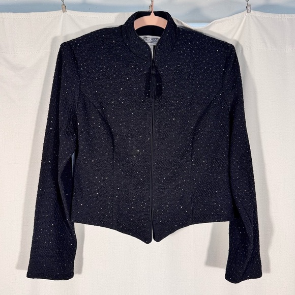 Jessica Howard Jackets & Blazers - Vintage Jessica Howard Black Sparkly Cropped Jacket